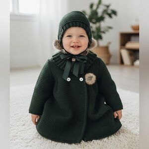 Foque Baby Knitted Pram Coat and Bonnet
